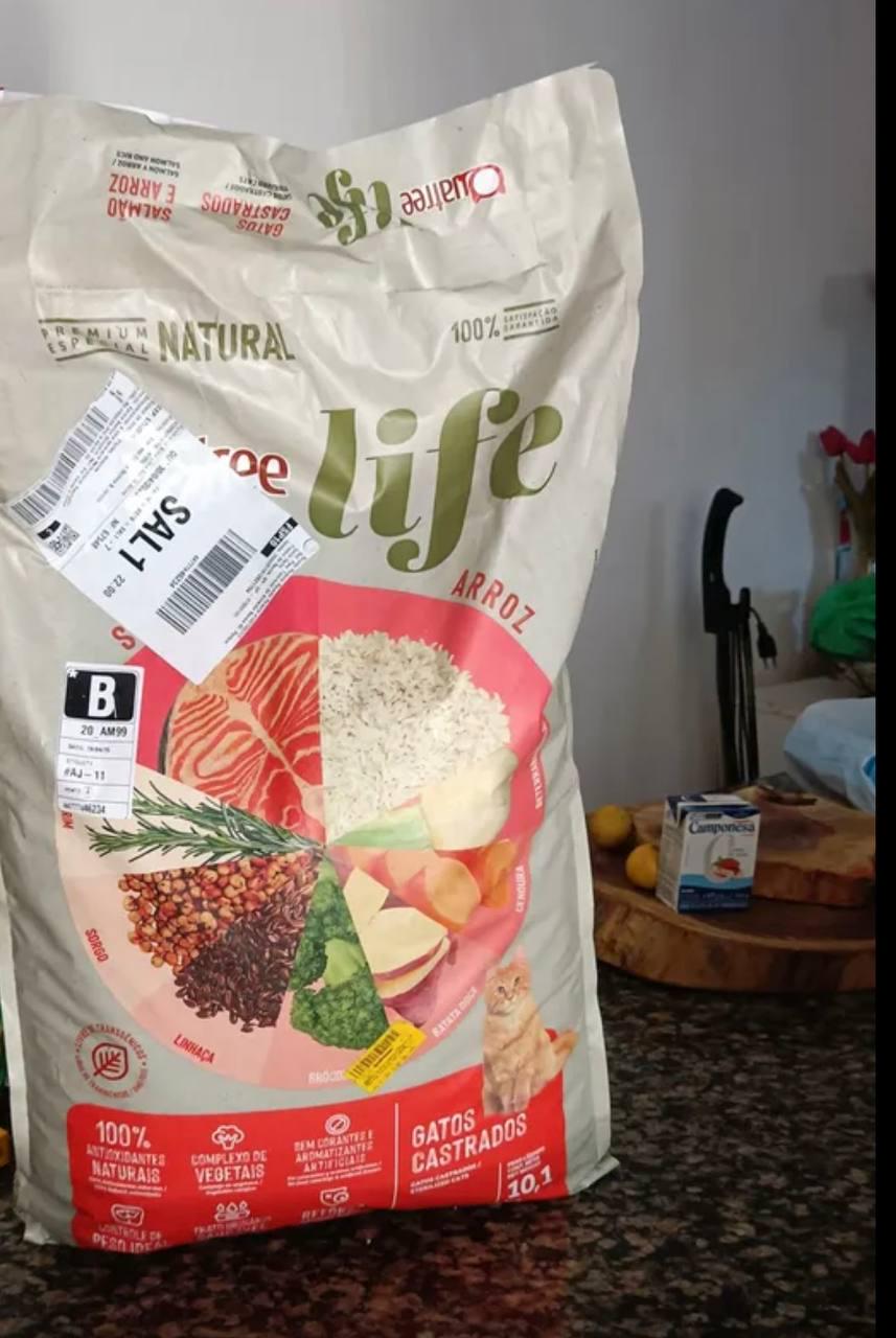 🐾 Ração Quatree Life Para Gatos Castrados Salmão E Arroz 10,1 kg