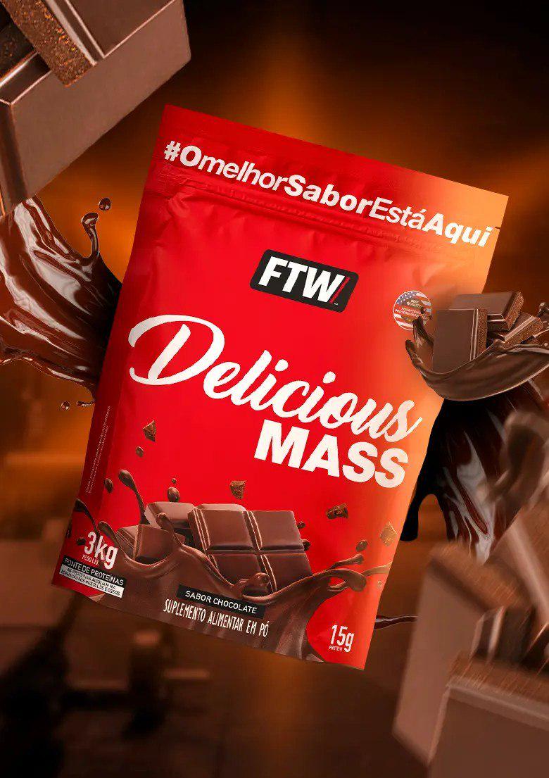 ➡️ Delicious Mass Hipercalórico Pouch 3kg Sabor Chocolate - Ftw