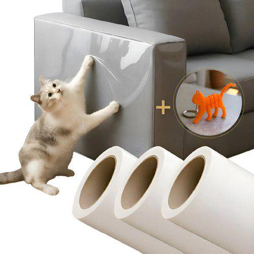 🐾 Kit 3 Protetores Sofá Adesivo Anti-arranhão Transp 3mx30cm