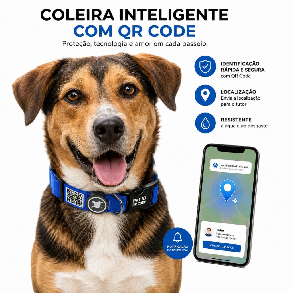 🐾 Coleira para Cachorro com Identificação Inteligente QR Code