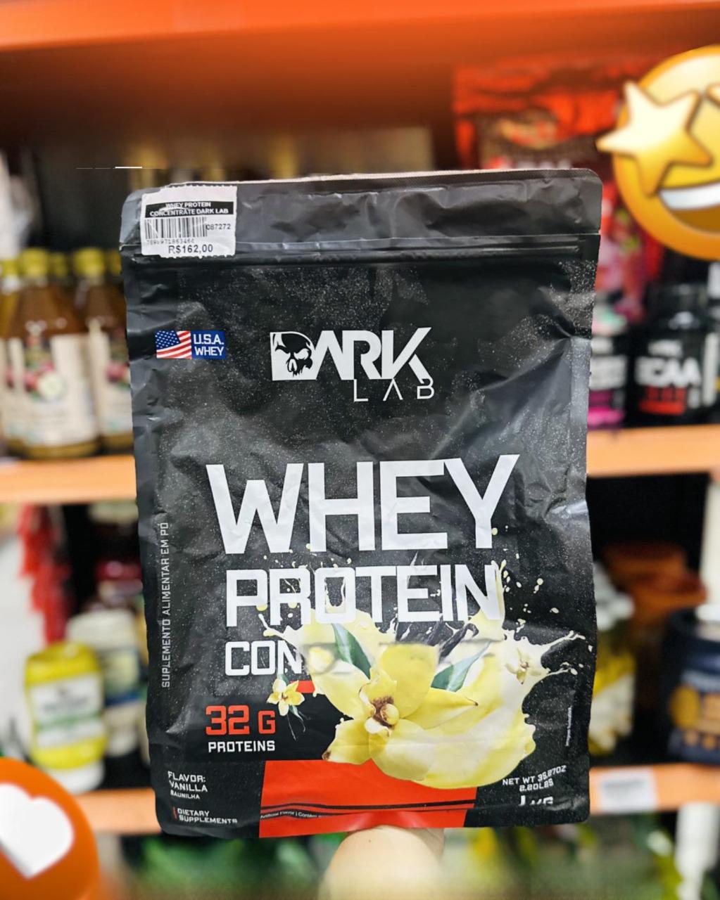 🚚 Whey Protein Concentrado 1kg Dark Lab Sabor Baunilha