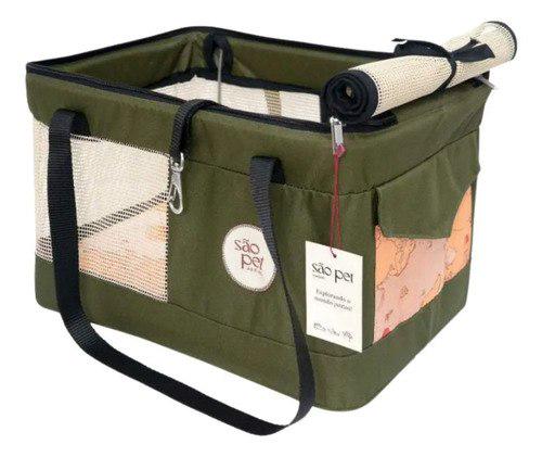 🐾 Bolsa Transporte Pet Aéreo Gol São Pet 43 x 32 x 24cm Cão Gato Cor Verde