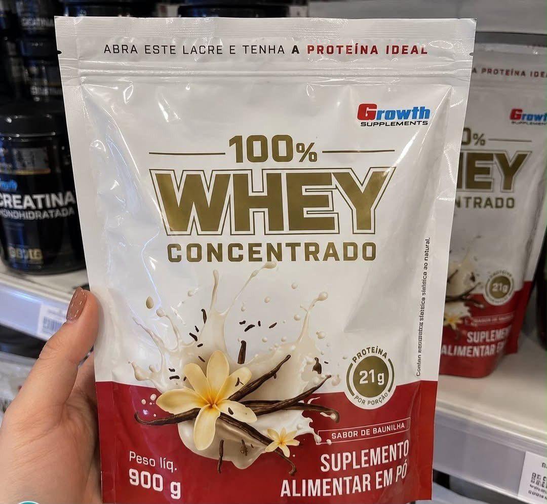 ➡️ 100% Whey Concentrado Baunilha 900g - Growth Supplements