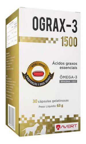 🐾 Suplemento Cão/Gato Avert Omega 3 Ograx-3 1500 30 cápsulas