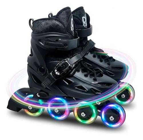 🚚 Patins Inline Semi Profissional Com Led Tamanho Ajustável