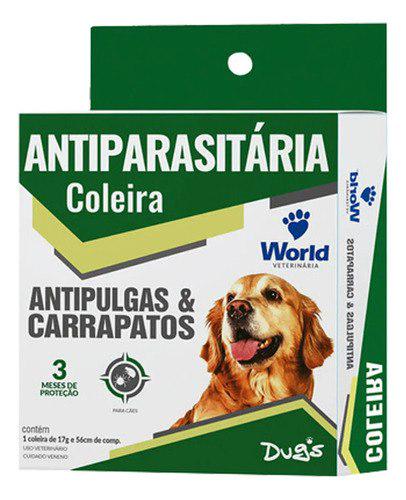 🐾 Coleira Antiparasitária World Cachorro Pulga Carrapato Proteção 3 Meses