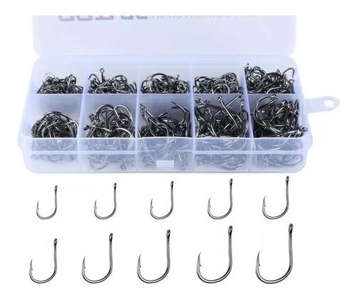 🚚 Kit 600 Anzóis Aço Carbono #3 Ao #12 + Caixa Pesca Anzol###