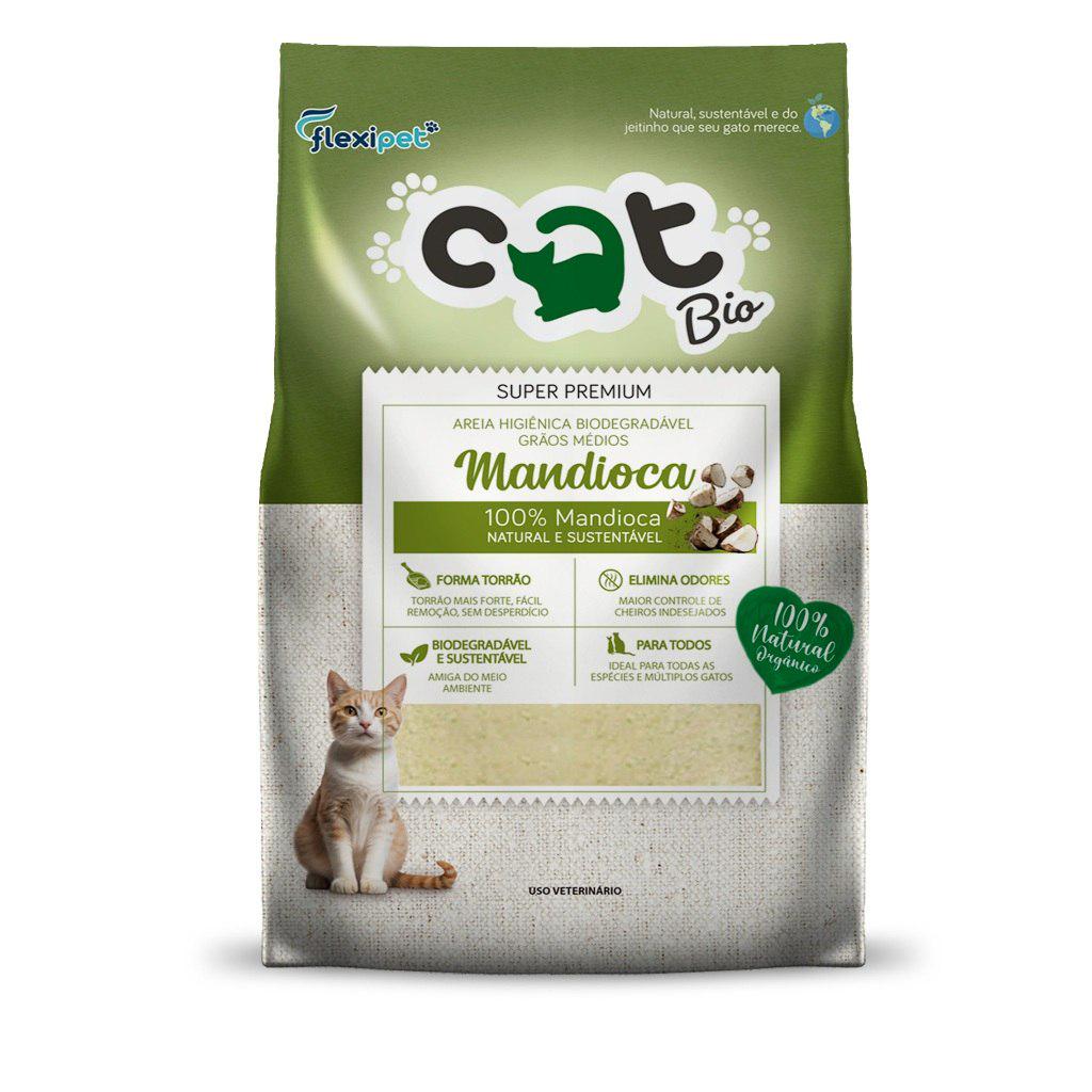 🐾 Areia Higiênica Biodegradável para Gatos - Catbio Mandioca - Forma Torrão, Sem Odor, Super Premium