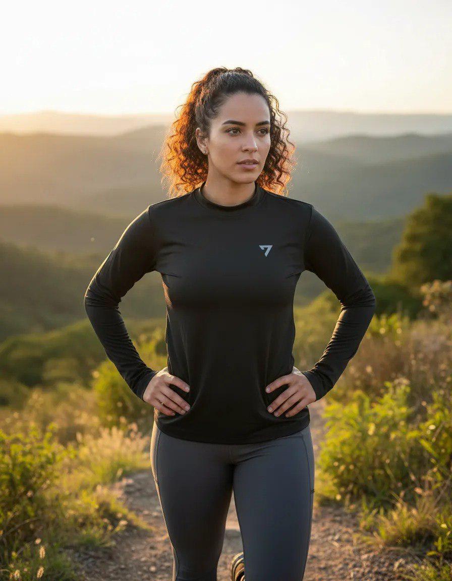 🚚 Camiseta Feminina Térmica Manga Longa Proteção Solar Uv