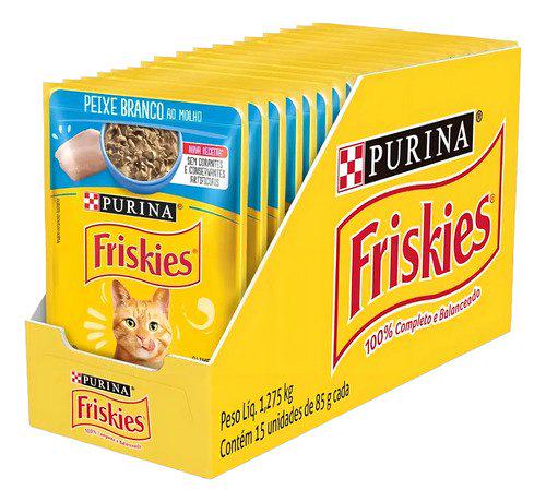 🐾 Ração Úmida Gatos Peixe Branco Molho 85g 15 Sachês Friskies