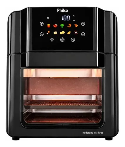 🚚 Philco PAF15C Fritadeira Air Fryer Oven 15 Litros Revestimento Redstone Porta Removível Luz Interna 10 Funções P