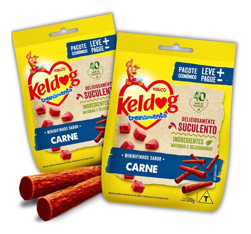 🐾 Kit 2 Bifinho Petisco Keldog Sabor Carne Cães 500g Kelco