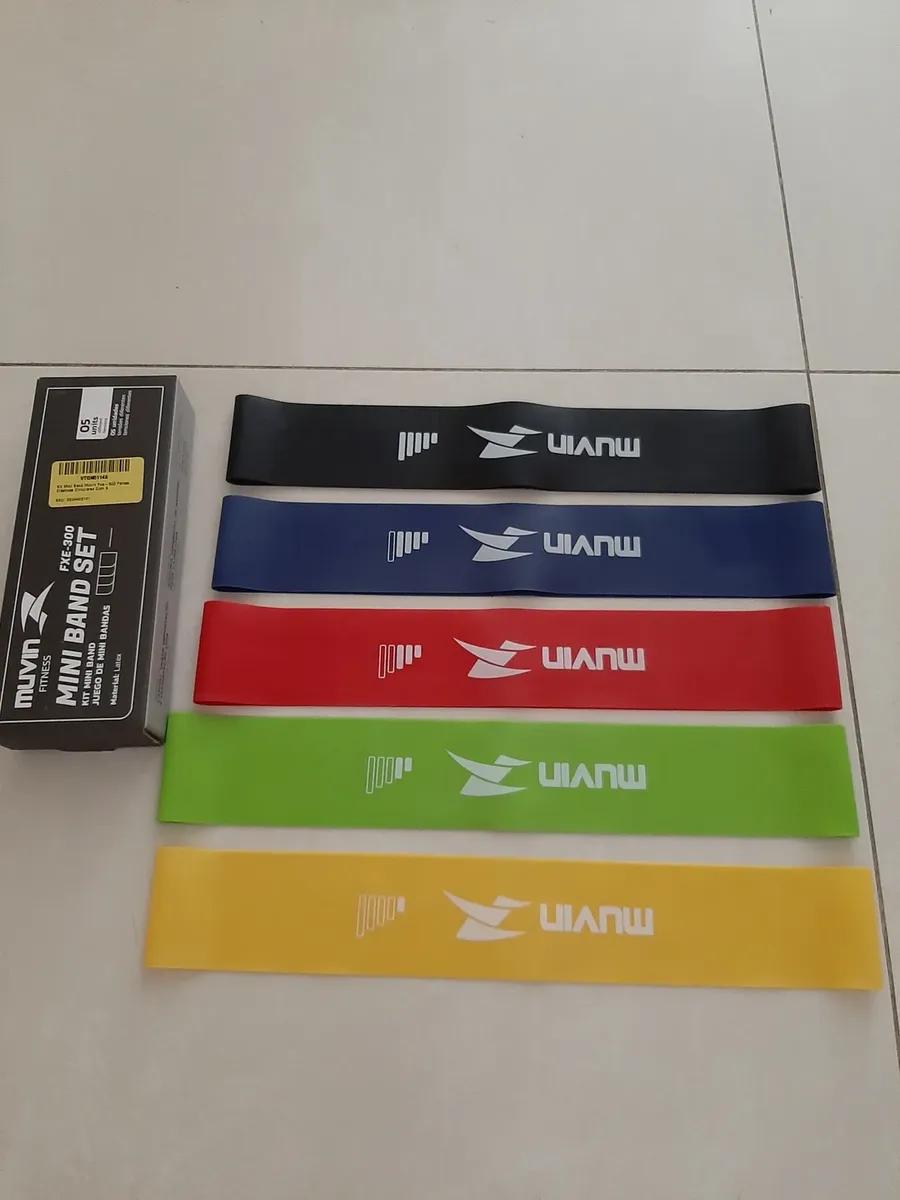 🚚 Kit Mini Band Muvin com 5 Faixas Elásticas de 5 Intensidades para Musculação e Funcional