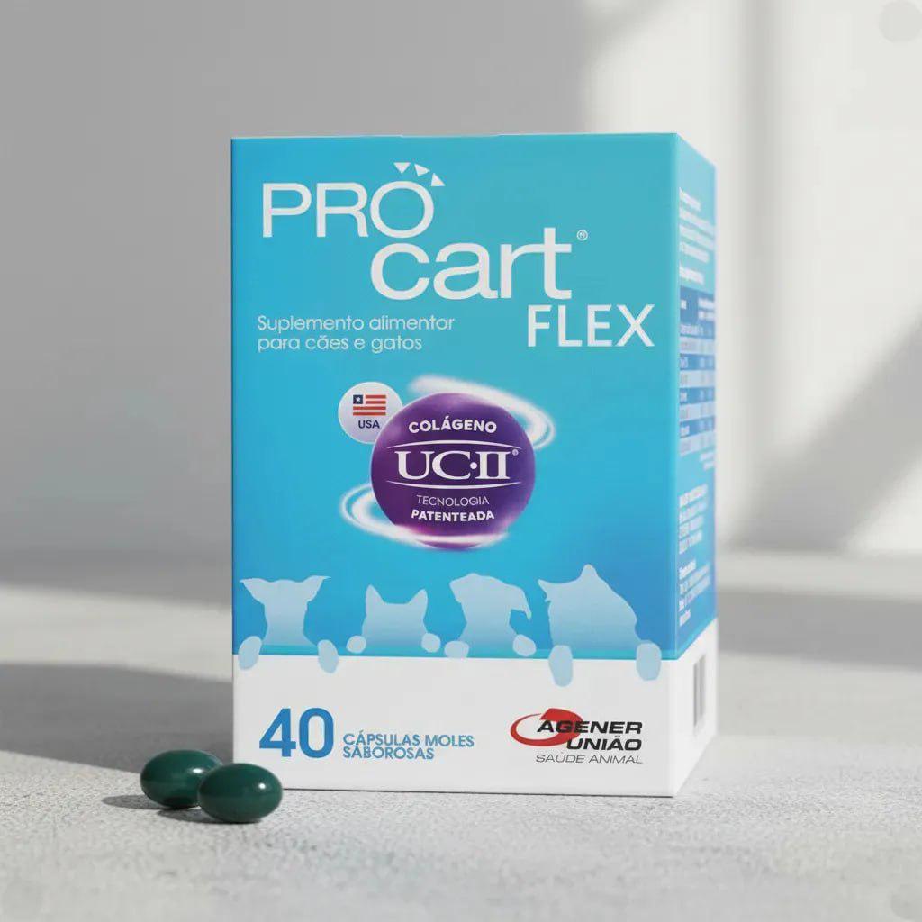 🐾 Suplemento Colágeno Cães e Gatos Procart Flex 40 Cápsulas