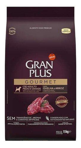 🐾 Gran Plus Gourmet Alimento Para Cão Adulto De Raça Média E Grande Sabor Ovelha E Arroz Em Sacola De 15kg
