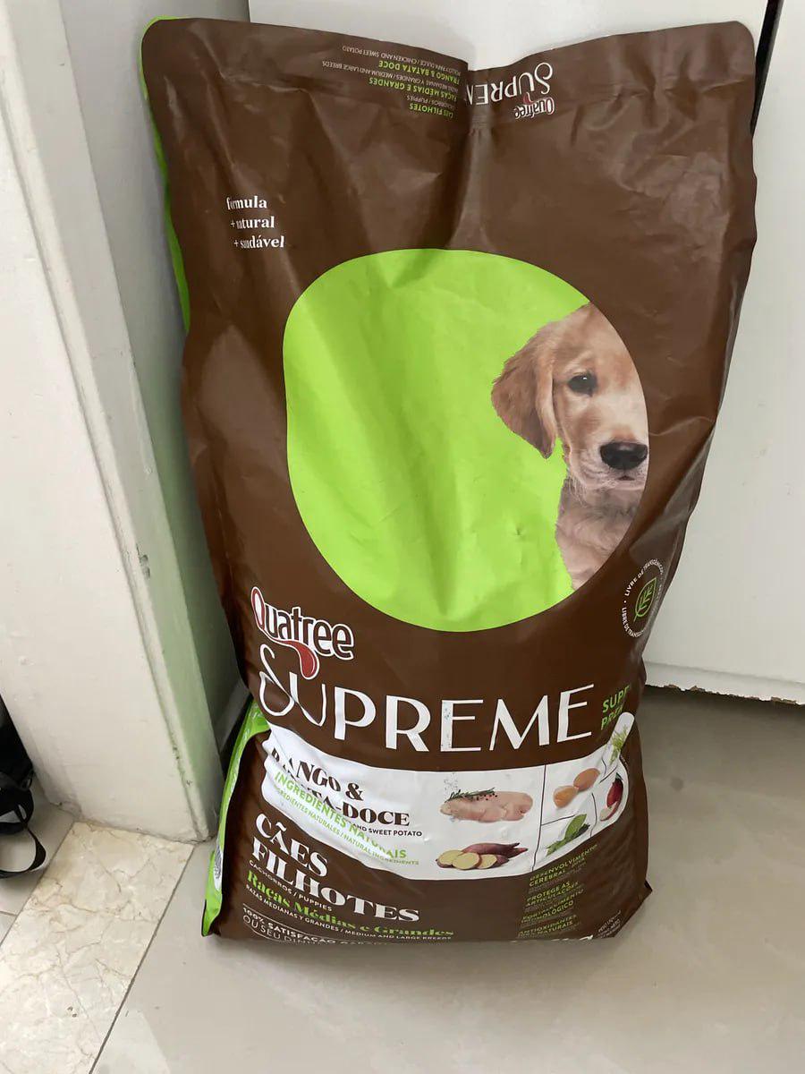 🐾 Alimento Quatree Super Premium Supreme Para Cão Filhote De Raça Média E Grande Sabor Frango E Batata Doce Em Sac