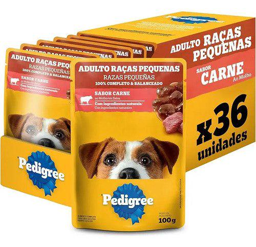 🐾 Pack Ração Úmida Pedigree Sachê Carne Pequenos - 36 Und