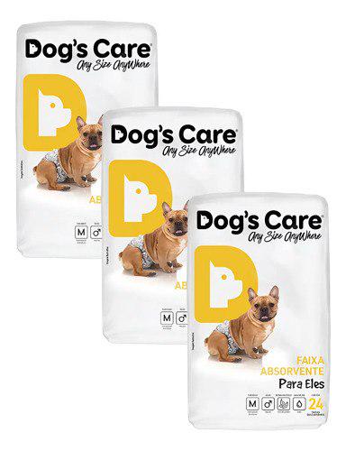 🐾 Kit Fralda Higiênica Pet P/ Cães Macho Dogs Care Tam M 72 Un