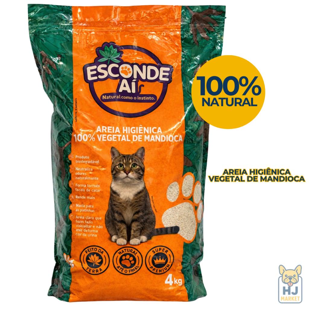 🐾 Areia Gatos Esconde Aí 100% Mandioca Biodegradável Grãos Finos 4kg