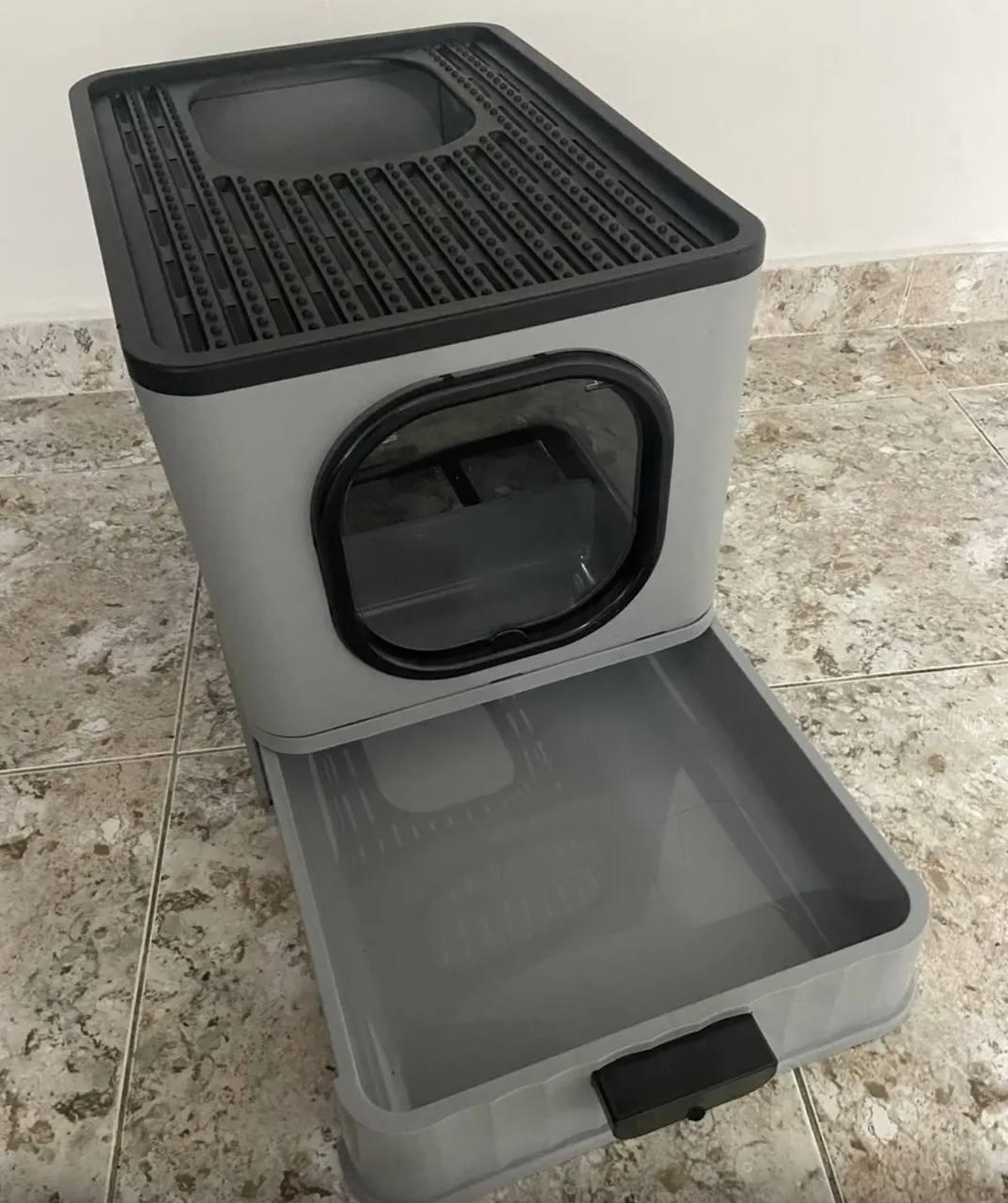 🐾 Caixa De Areia Premium Para Gatos Fechada Furba Grande Sandbox Luxo Bege