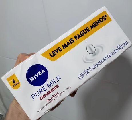 🔥 NIVEA Sabonete em Barra Pure Milk Sensitive Promo 6 un. 90g