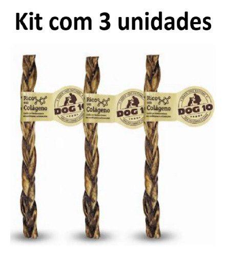 🐾 Kit 3 Un- Petisco P/ Cães Com Colágeno Dog10 Trança