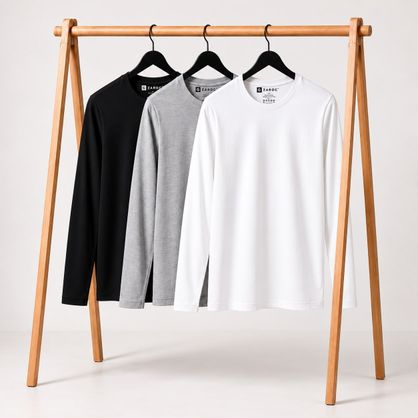 ➡️ Kit com 3 Camisetas Zaroc Manga Longa Slim Algodão