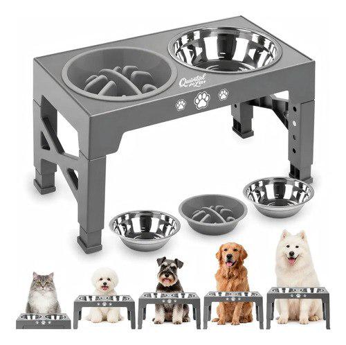 🐾 Comedouro Elevado Dobrável Ajustável Lento Para Cães e Gatos