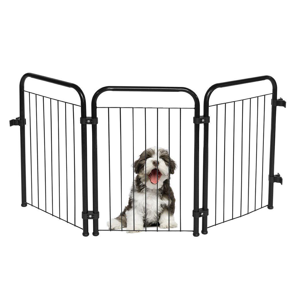 🐾 Cercado Para Cachorro Pequeno 95x51 cm 3 Módulos Pet Preto