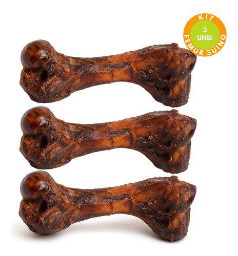 🐾 Kit 3 Fêmur Suína Osso Natural Desidratada Pet Grande Médios