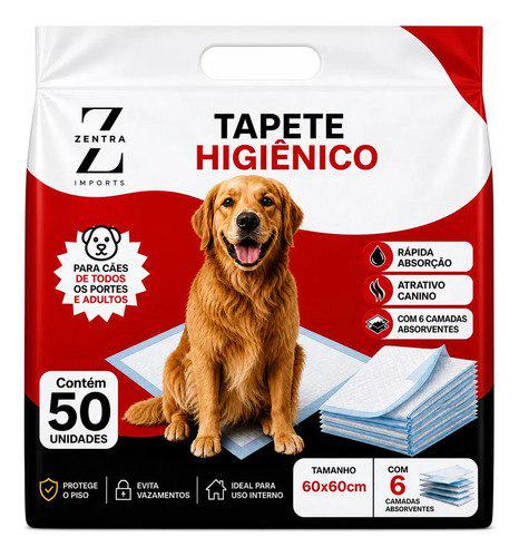 🐾 Tapete Higienico 50 Unidades 60cmx60cm Branca Zentra Imports