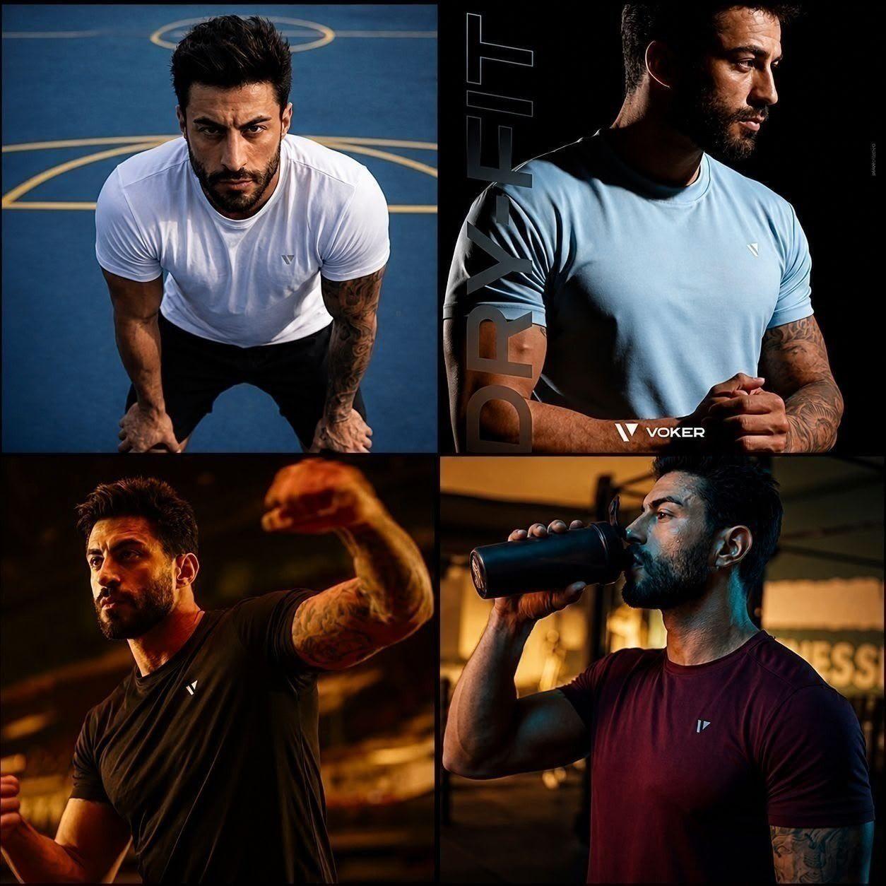 ➡️ Kit 5 Camisetas Masculina Slim - Voker