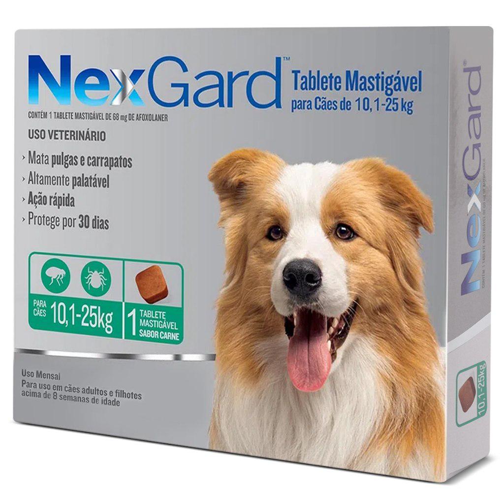 🐾 Nexgard 10,1kg a 25kg com 1 Comprimido Antipulgas e Carrapatos Para Cachorro