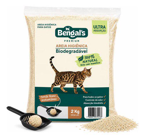 🐾 Areia Higiênica Biodegradável Gato Mandioca Fina Bengals 2kg
