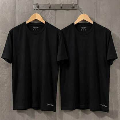 ➡️ Kit 2 Camisetas Crew-neck Calvin Klein Preto