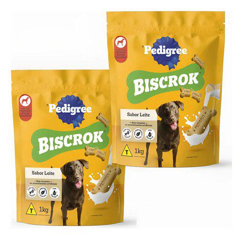 🐾 Kit 2 Petisco Pedigree Biscrok Cão Adulto Raças Grandes 1kg