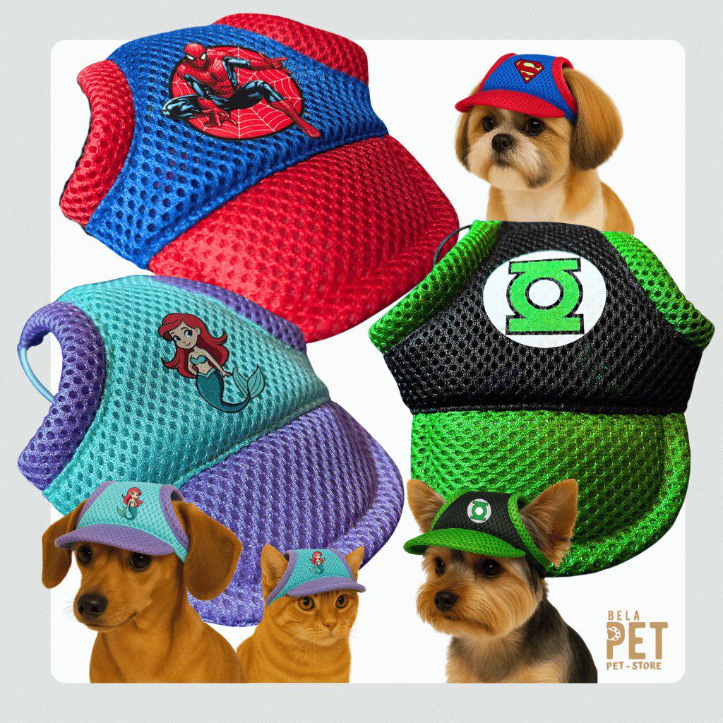 🐾 Boné Para Cachorro e Gato - Boné Pet - Personagens - Várias Cores e Modelos
