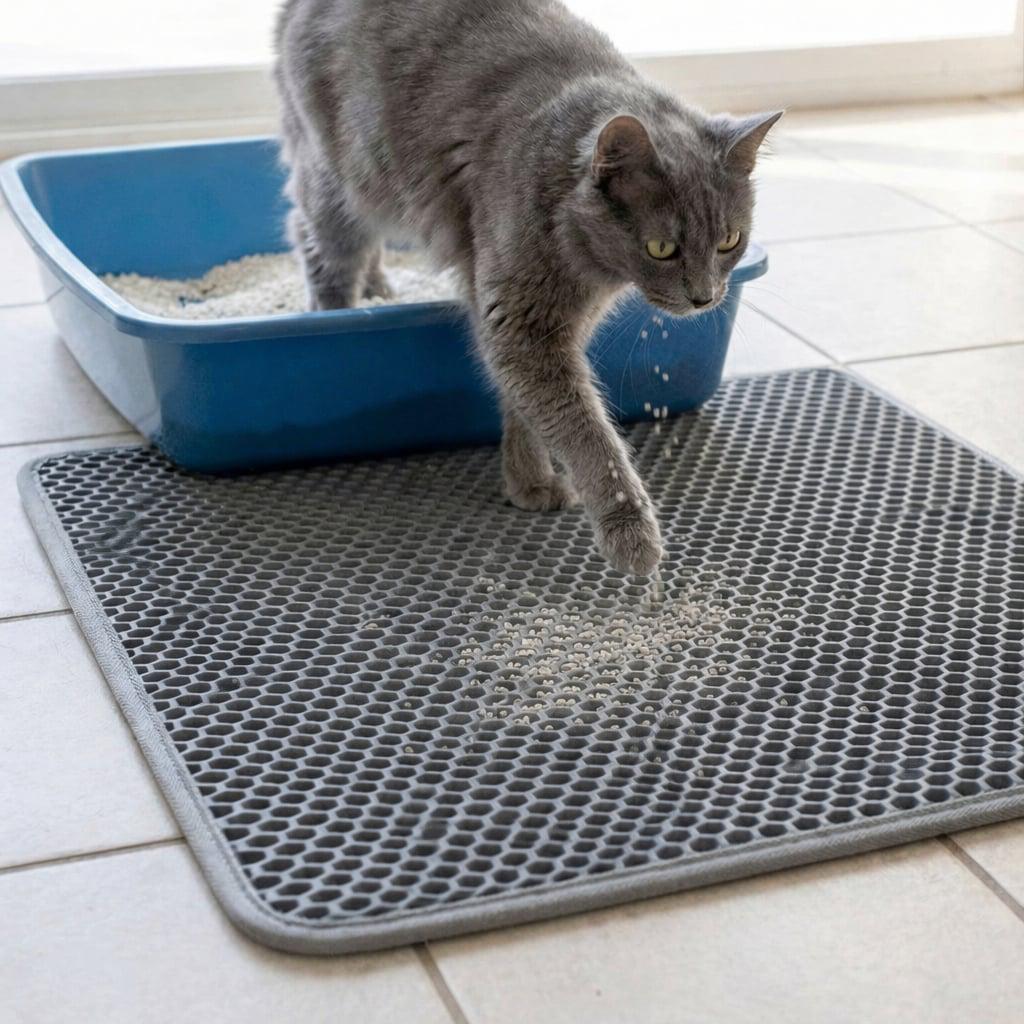 🐾 Tapete Higiênico M - G - GG Coletor De Areia Para Gato Preto E Cinza