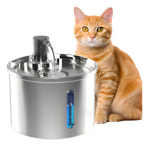 🐾 3l Fonte De Água De Aço Inoxidável Para Gatos E Cães Newpet Prata