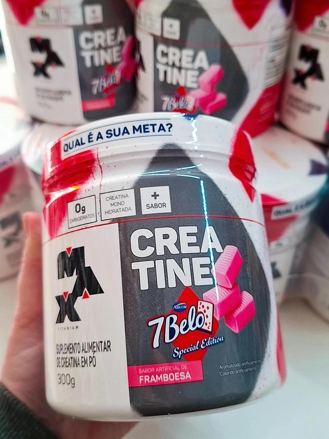 ➡️ Creatina Monohidratada Sabor Framboesa 7 Belo 300g - Max Titanium