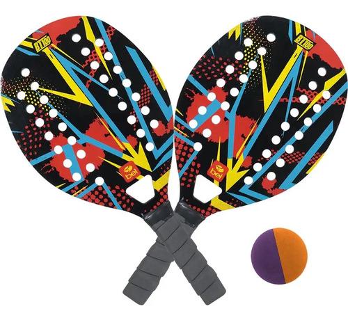 🚚 Kit 2 Raquetes De Beach Tennis Bel Fix + Bolinha Cor Red
