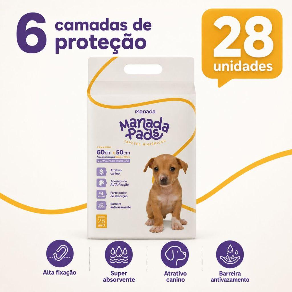 🐾 Tapete Higiênico Para Cães Manada Pads Neutro 50cmx60cm 28Un