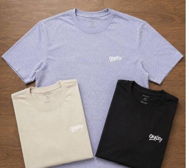 🚚 Kit 3 Camisetas Masculina Logo Grafitti Oakley.