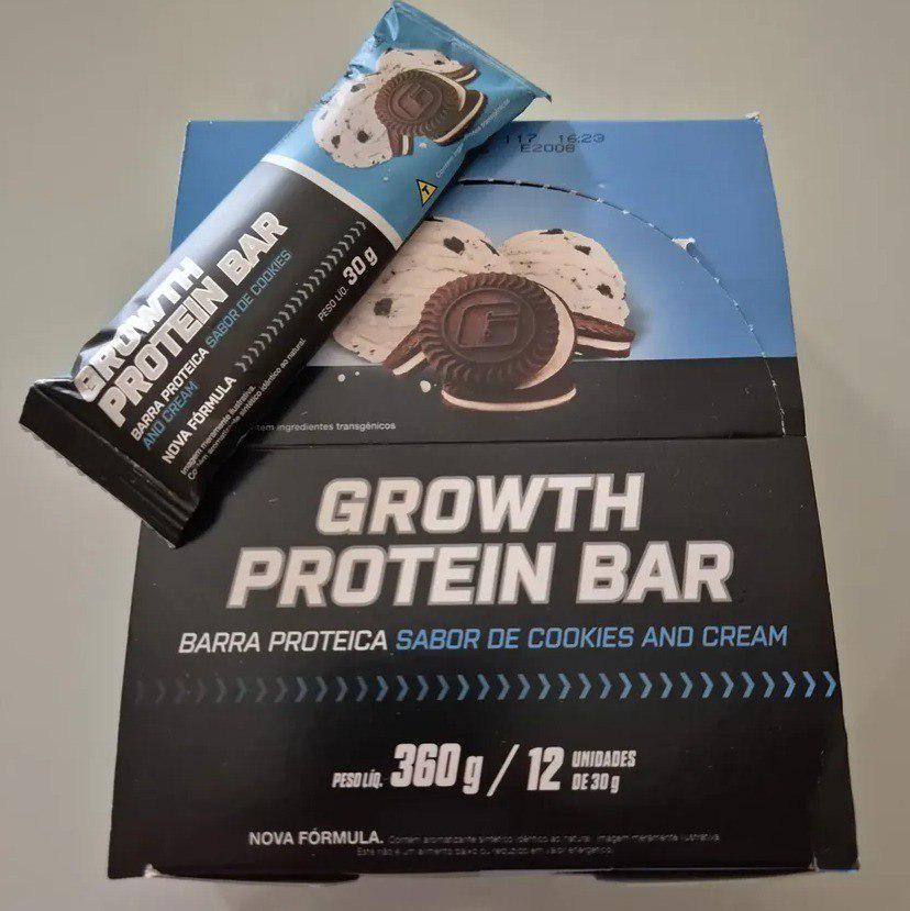 ➡️ Barra de Proteína Growth Supplements Cookies & Cream (caixa 12 unidades)