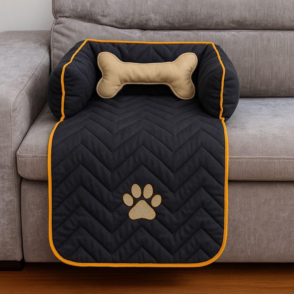 🐾 Cama Caminha Protetor De Sofá Pet Pequeno Com Zíper e Ossinho Lavável