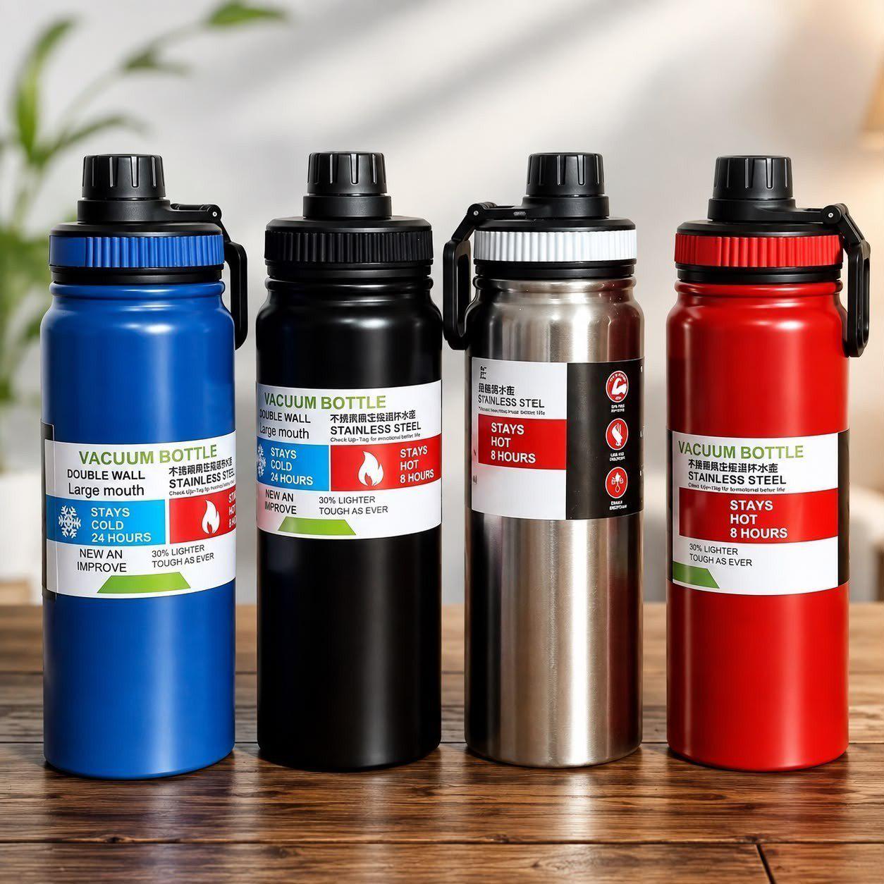 🚚 800mlgarrafa Térmica Água Squeeze Inox Academiaquente E Frio