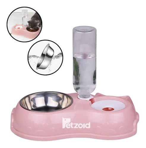 🐾 Comedouro E Bebedouro Automático Para Cães E Gatos Filhotes Cor Rosa
