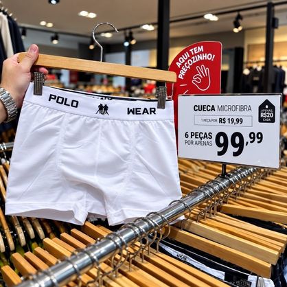 ➡️ Kit com 6 Cueca Polo Wear Sem Costura Boxer Microfibra