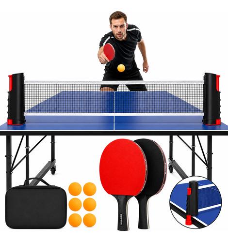 🚚 Kit Raquete Ping Pong Profissional + Rede - Tênis De Mesa Vermelho Fl (côncavo)