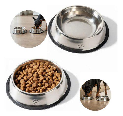 🐾 Kit 2 Comedouros Bebedouro Inox Anti Derrapante Cães e Gatos